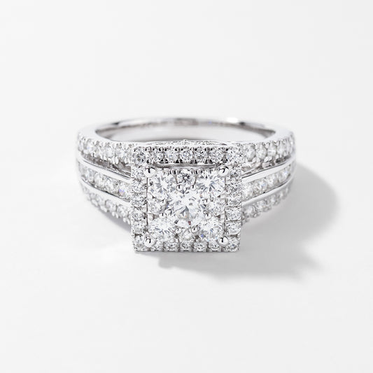 Diamond Cluster Ring in 14K White Gold (1.50 ct tw)