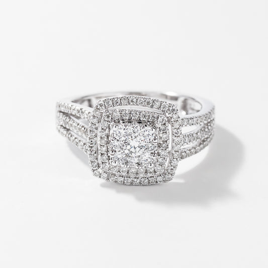 Diamond Cluster Ring in 14K White Gold (0.75 ct tw)