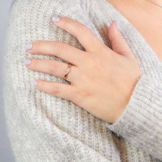 Three-Stone Diamond Promise Ring in 10K White and Yellow Gold (0.04ct tw)