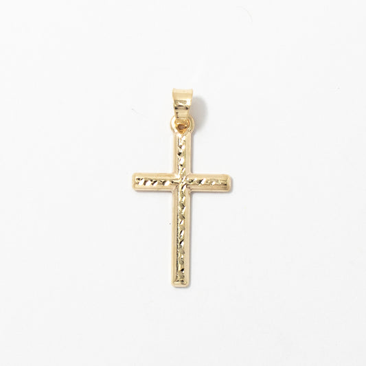 Diamond Cut Cross Pendant in 10K Yellow Gold
