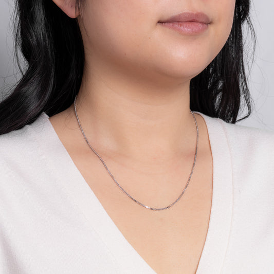 10K White Gold Square 1.00mm Wheat Chain (18")