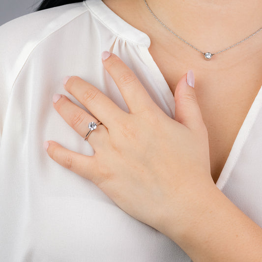 Lumina Ideal Cut Diamond Classic Solitaire Engagement Ring in 19K White Gold (0.60ct tw)