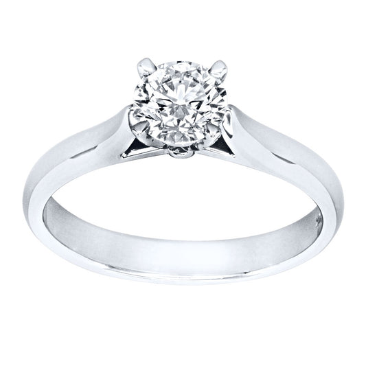 Lumina Ideal Cut Diamond Classic Solitaire Engagement Ring in 19K White Gold (0.60ct tw)