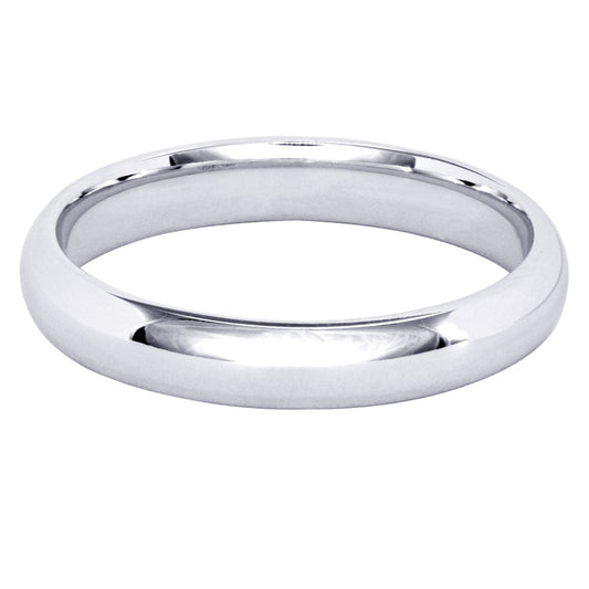 Low Dome Comfort Fit Wedding Band in 14K White Gold (3MM)