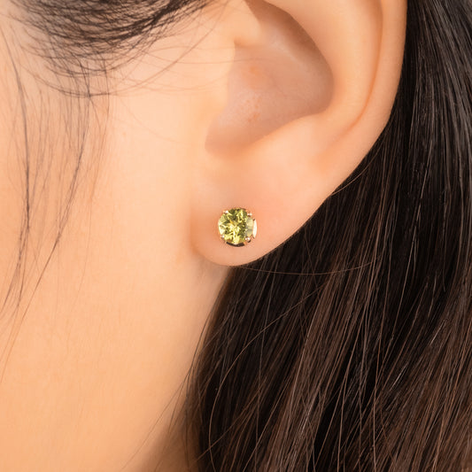 Peridot Stud Earrings in 10K Yellow Gold