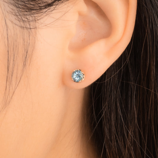 Blue Topaz Stud Earrings in 10K Yellow Gold