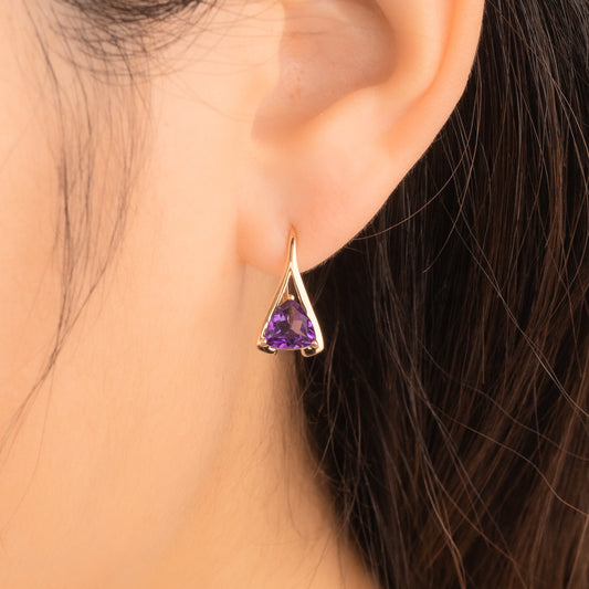 Amethyst Earrings in 10K Yellow Gold