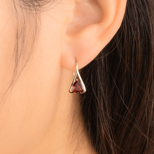 Garnet Earrings in 10K Yellow Gold