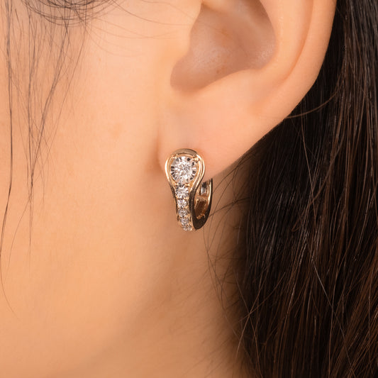 J Hoop Earrings in 10K Yellow and White Gold (0.36 ct tw)