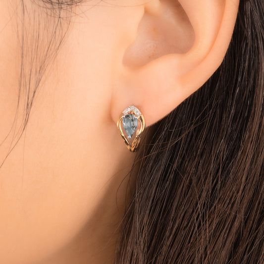 Aquamarine Earrings in 10K Yellow Gold