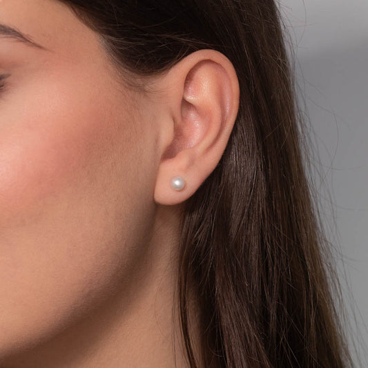 5-5.5mm Cultured Pearl Stud Earrings in 14K White Gold