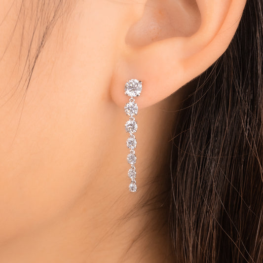 Lab Grown Dangle Diamond Earrings in 14K White Gold (2.00 ct tw)