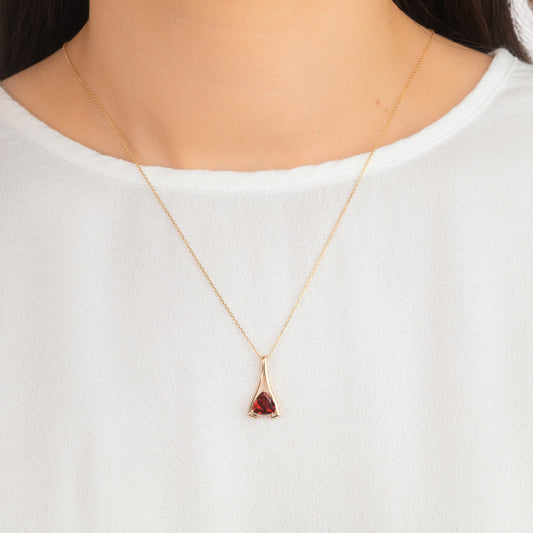 Garnet Necklace in 10K White Gold