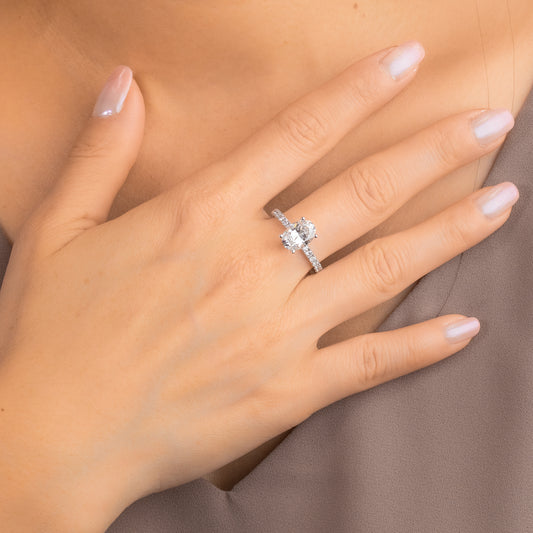 Oval Lab-Grown Diamond Engagement Ring with Hidden Halo in 14K White Gold (2.47 ct tw)