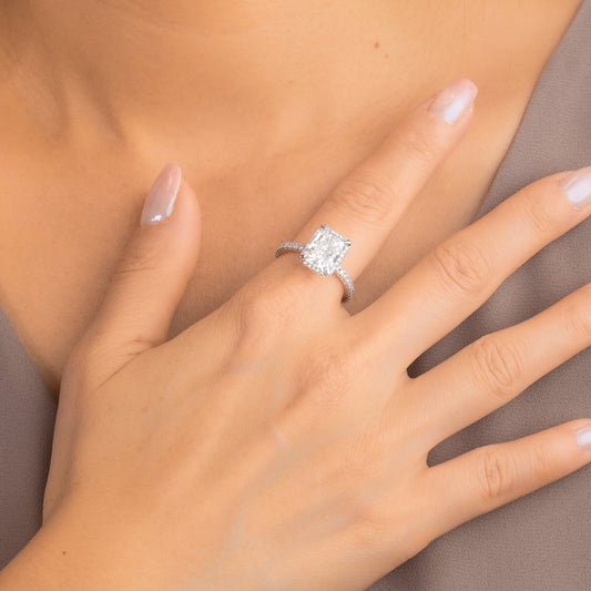 Radiant Cut Lab Grown Diamond Engagement Ring in 18K White Gold (3.55 ct tw)