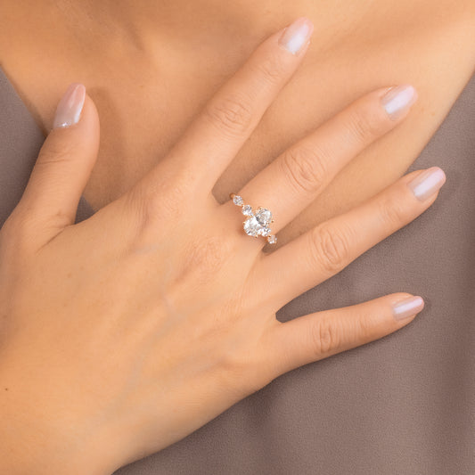 Lab Grown Oval Cut Diamond Engagement Ring in 14K Yellow Gold (2.75 ct tw)