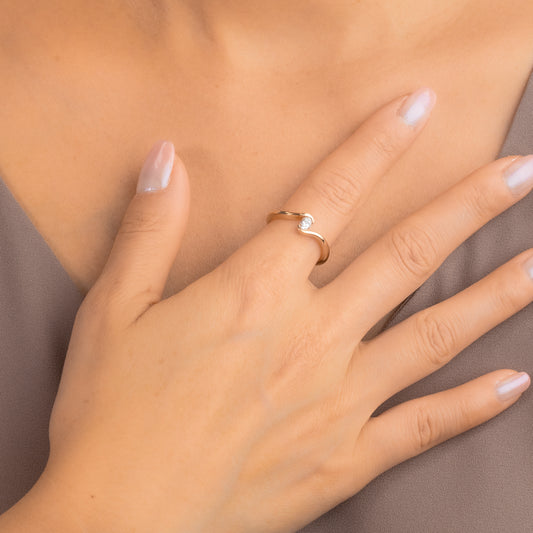 Lab Grown Oval Diamond Swirl Promise Ring in 10K Yellow Gold (0.20 ct tw)