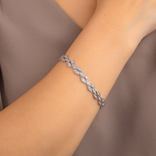 Marquise Shape Diamond Bracelet in 10K White Gold (2.00 ct tw)