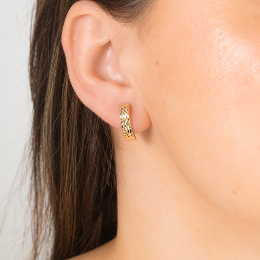 Diamond Cut Hoop Earrings 10K Yellow Gold