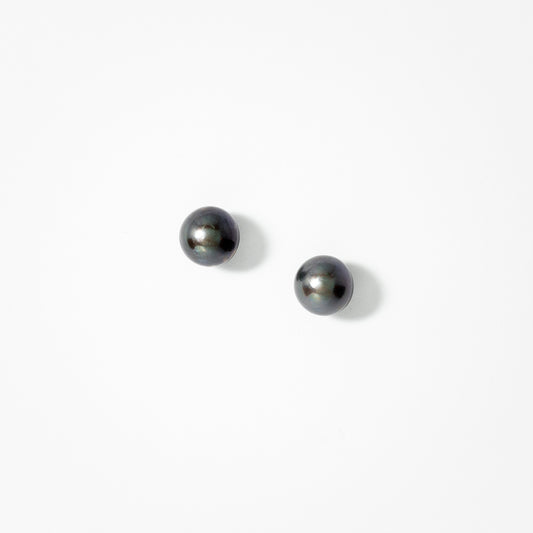 6-6.5mm Black Cultured Pearl Stud Earrings in 14K Yellow Gold
