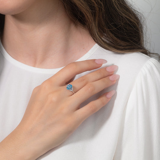 Blue Topaz Ring in 10K White Gold