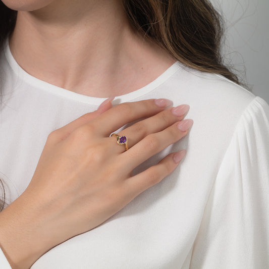 Amethyst Ring in 10K Yellow Gold