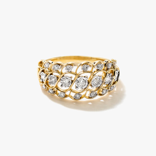 Diamond Cluster Dinner Ring in 10K Yellow and White Gold (0.38 ct tw)
