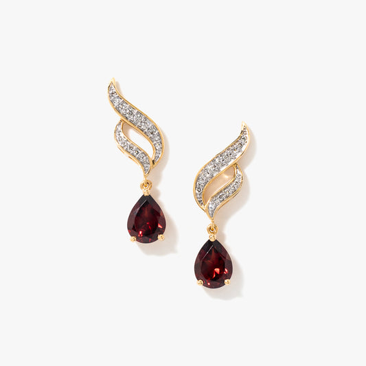 Garnet Earrings in 10K Yellow Gold