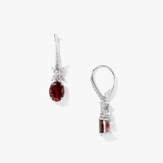 Garnet Earrings in 10K White Gold
