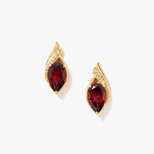 Garnet Earrings in 10K Yellow Gold