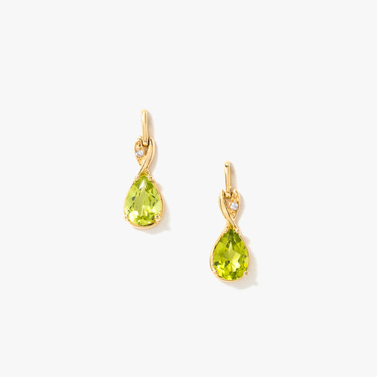 Pear Shape Peridot Earrings in 10K Yellow Gold