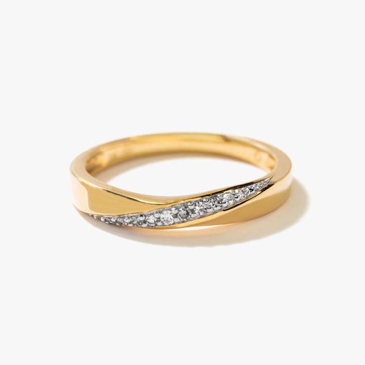 Diamond Twist Wedding band in 10K Yellow Gold (0.06 ct tw)