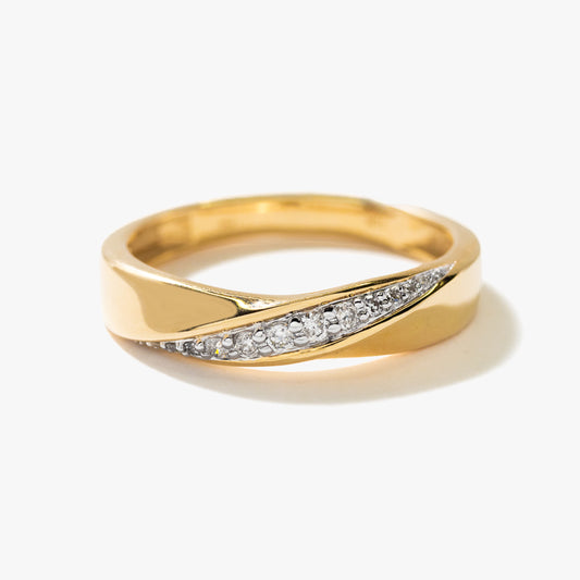 Men's Twist Diamond Band in 10K Yellow Gold (0.09 ct tw)