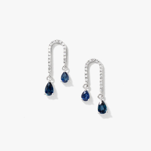 Sapphire Earrings in 10K White Gold
