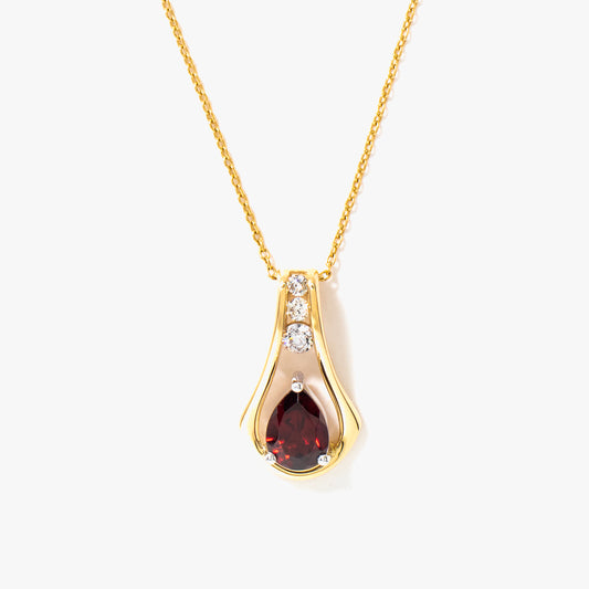 Garnet Necklace in 10K Yellow and White Gold