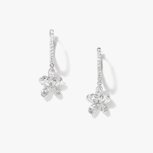 Lab Grown Diamond Flower Earrings in 14K White Gold (1.76 ct tw)