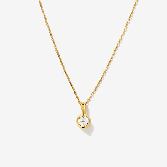 Tension Set Lab Grown Diamond Solitaire Necklace in 14K Yellow Gold (0.25ct tw)