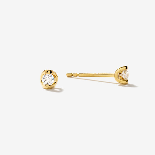 Tension Set Solitaire Lab Grown Diamond Stud Earrings in 14K Yellow Gold (0.10ct tw)