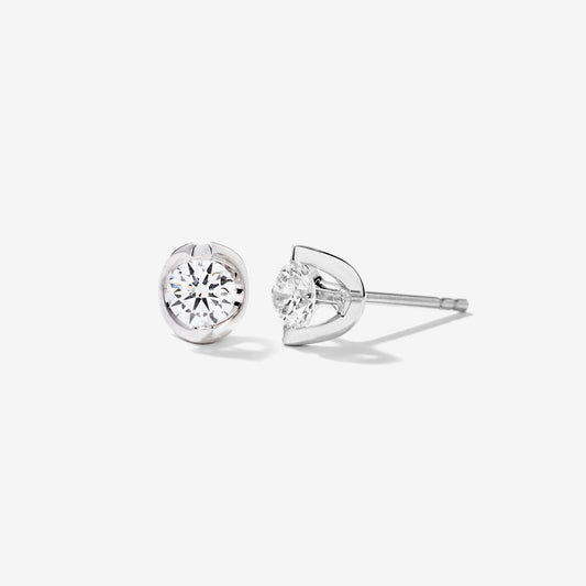 Tension Set Solitaire Lab Grown Diamond Stud Earrings in 14K White Gold (0.50ct tw)