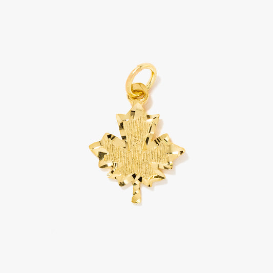 Diamond Cut Maple Leaf Pendant in 10K Yellow Gold