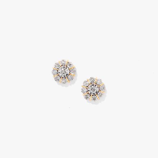 Diamond Cluster Round Stud Earrings in 10K Yellow and White Gold (0.40 ct tw)