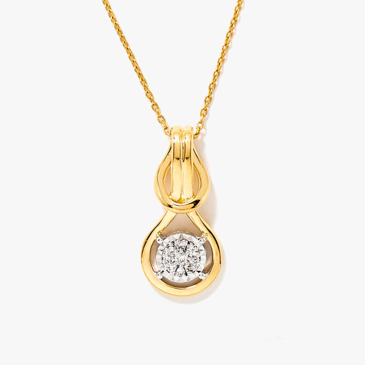 Diamond Knot Necklace in 10K Yellow and White Gold (0.06 ct tw)