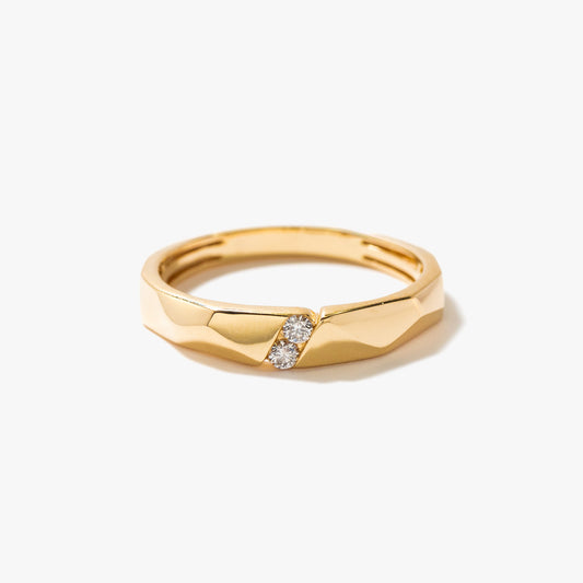 Men's Geometric Wedding Band in 10K Yellow Gold (0.06 ct tw)