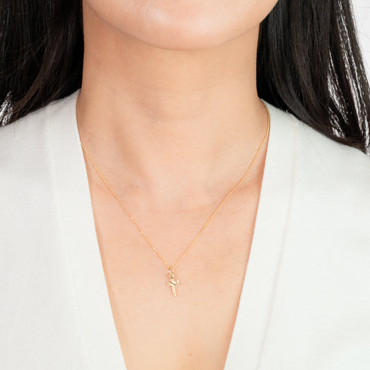 Diamond Cut Cross Pendant in 10K Yellow Gold