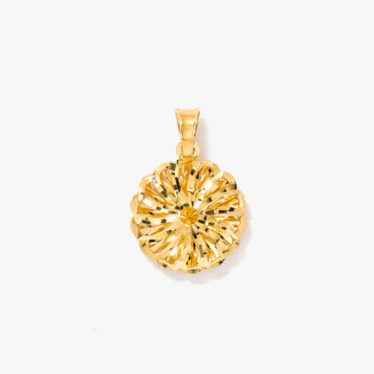 Diamond Cut Flower Pendant in 10K Yellow Gold