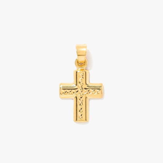 Diamond Cut Cross Pendant in 14K Yellow Gold