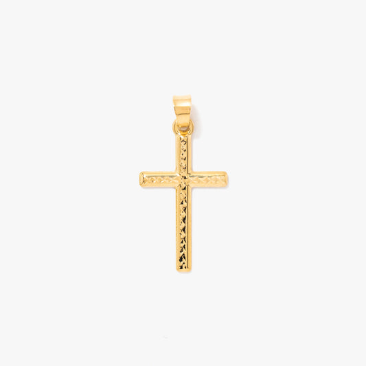 Diamond Cut Cross Pendant in 14K Yellow Gold