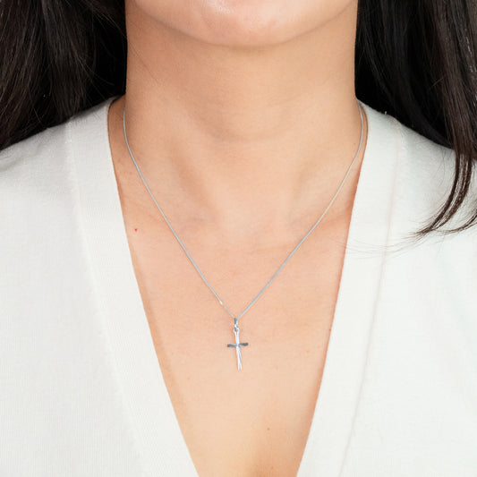 Cross Pendant in 10K Italian White Gold