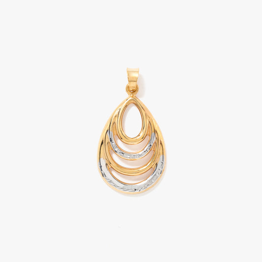 Diamond-Cut Pear Drop Pendant in 10K Yellow & White Gold