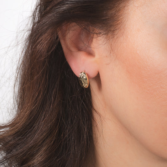 Diamond Cut Hoop Earrings in 10K Yellow Gold